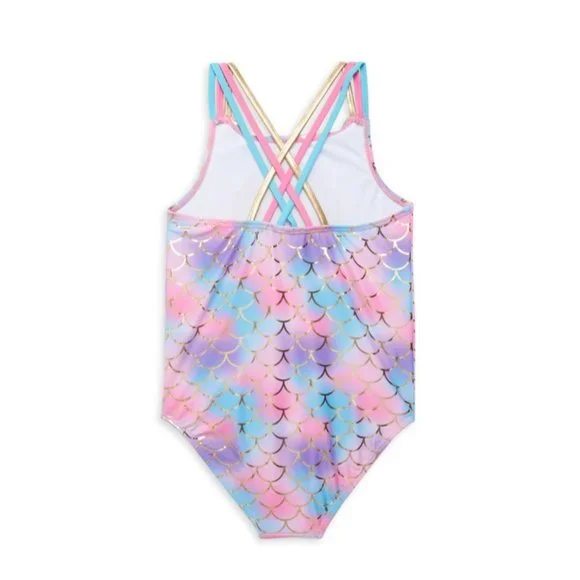 BETSEY JOHNSON Girl's Sequin Foil One-Piece Swimsuit XL (14)